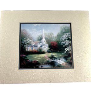 Vintage Thomas Kinkade Hometown Chapel Matte Lithograph